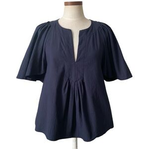 Pomander Place Navy Finley Flutter Sleeve Top Sz XS